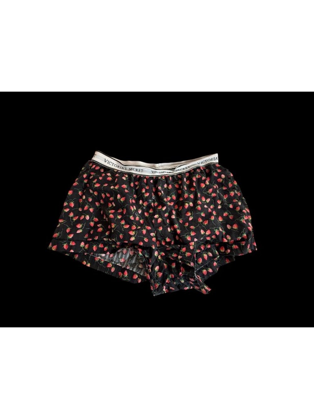 Victorias Secret Black Strawberry Boxer Sleep Shorts Woman  M Cotton loungewear